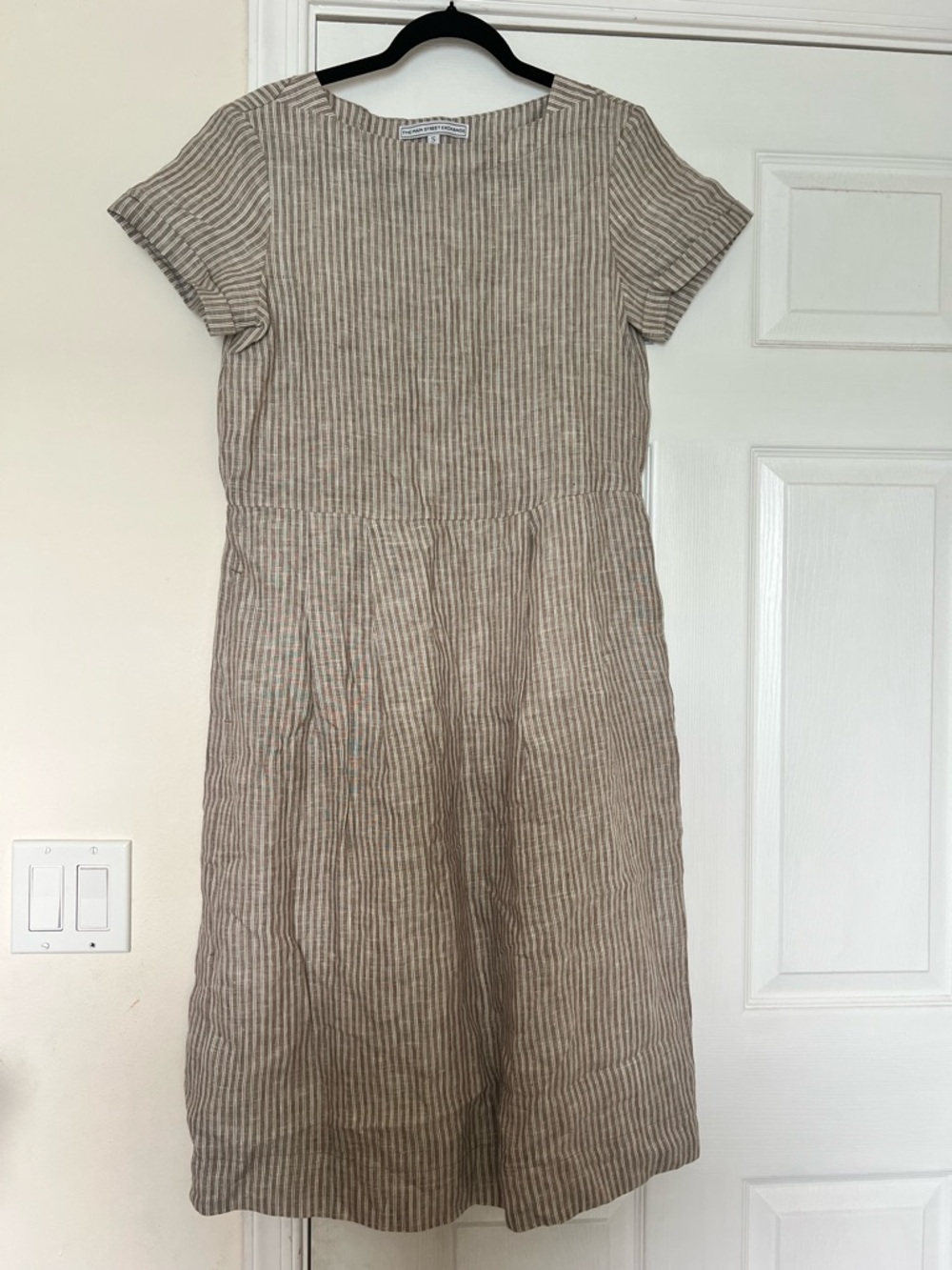 Striped Short-Sleeve Midi Dress